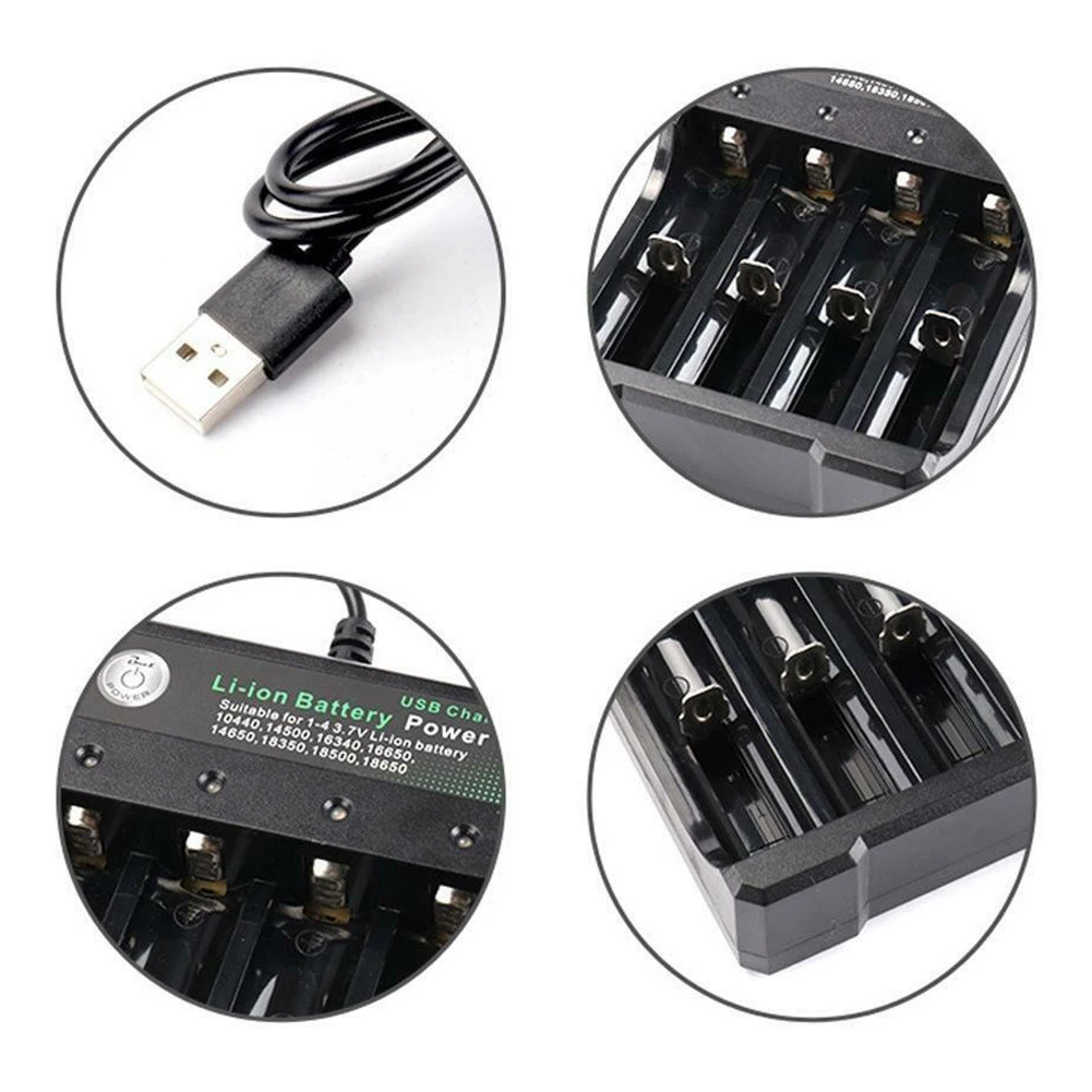18650 Li Ion 4 слота безопасное зарядное устройство Портативный быстрый Универсальный