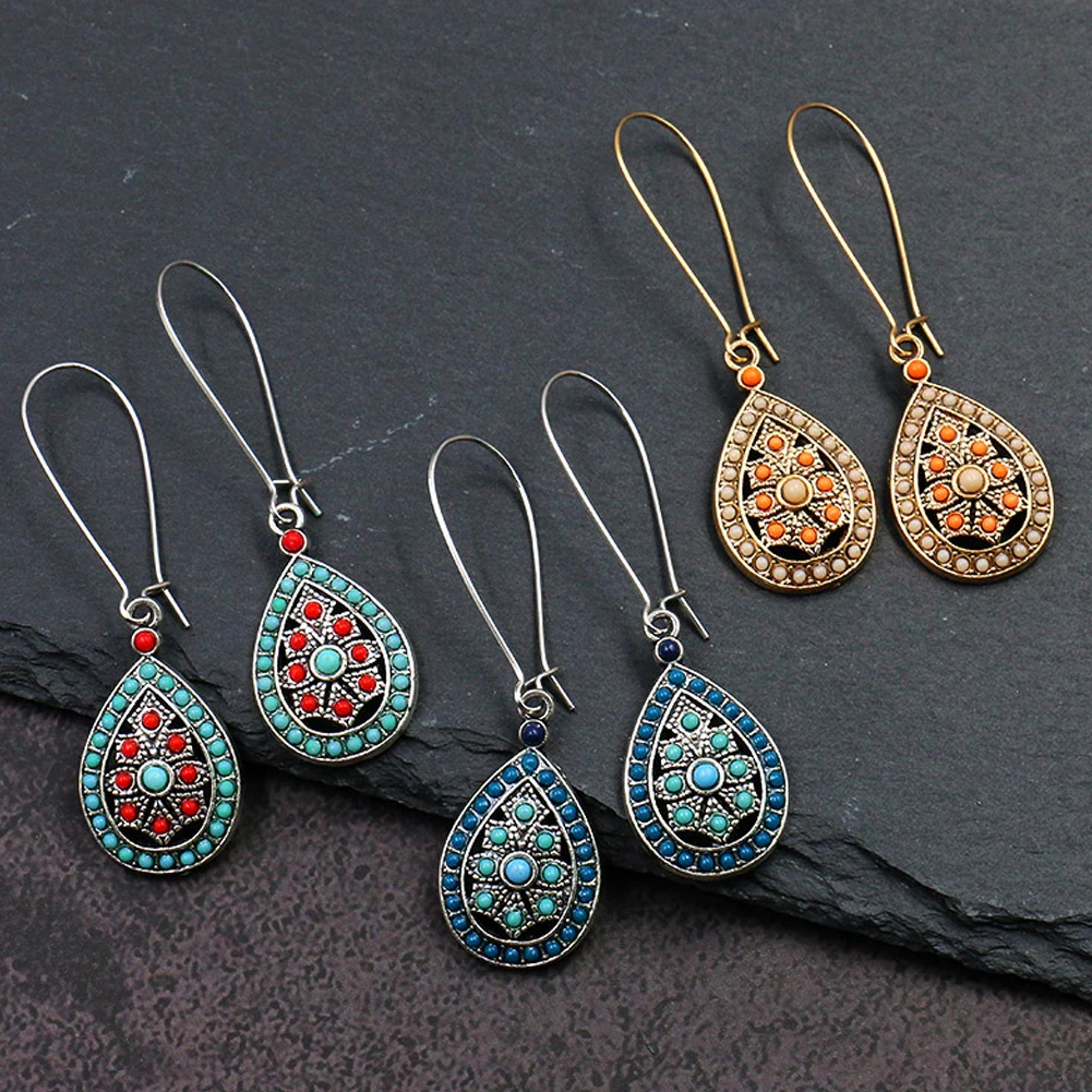 Женские винтажные серьги капельки Boho этнические висячие с бусинами в индийском
