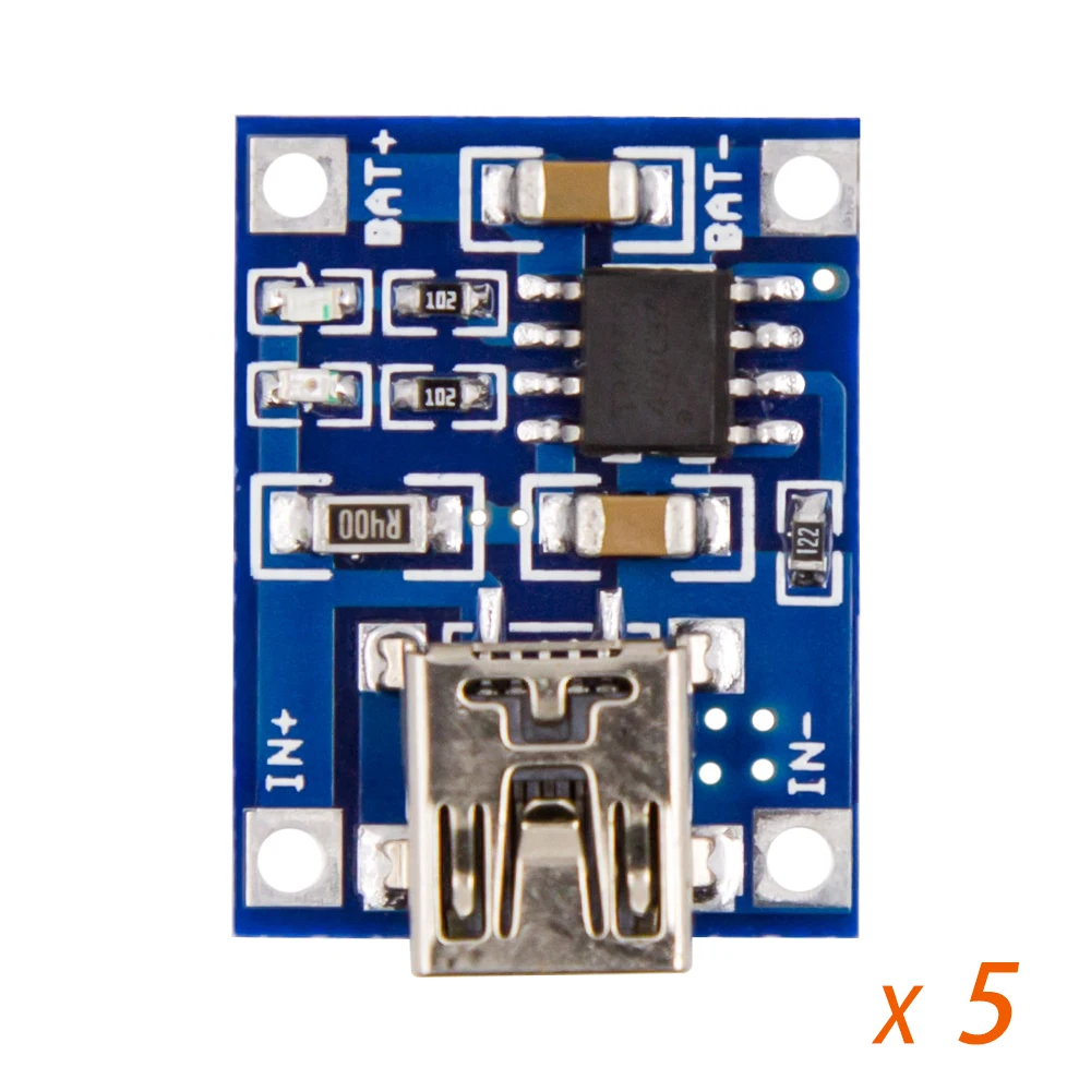 Mini USB 5 шт. 5 в tenstar Robot 1A Micro/Mini USB 18650 литиевая батарея зарядное устройство Модуль+ защита двойные функции TP4056 - Цвет: Mini USB