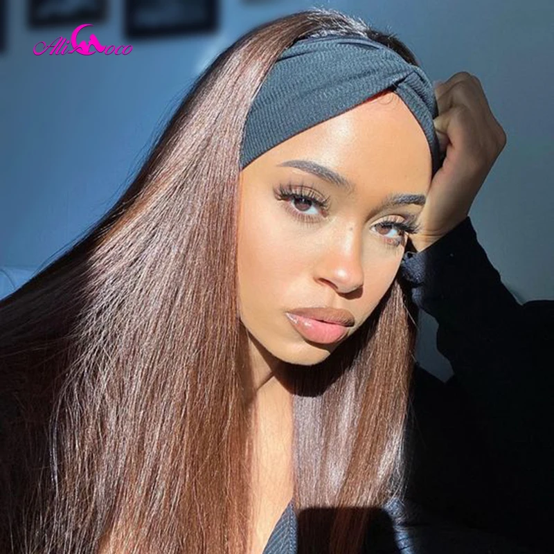 Али Коко коричневый 4 цвета прямые лента для волос манекен шарфа парика