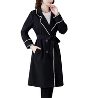 plus size autumn 2021 new fashion windbreaker women mid length temperament british style high end atmospheric coat casual