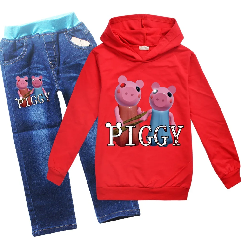 

Kids ROBLOXing Cute piggyToddler in autumn Sets Children Birthday suit Boys Tracksuits Sport Suits Hoodies Top + jeans 2pcs Set