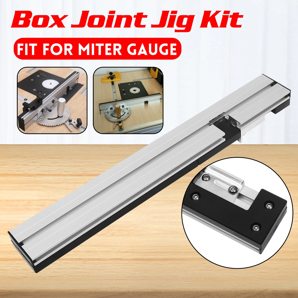 

450mm Aluminum Box Joint Jig Table Saw/Router Miter Gauge Sawing Assembly Ruler Kit For Miter Gauge Woodworking Tools