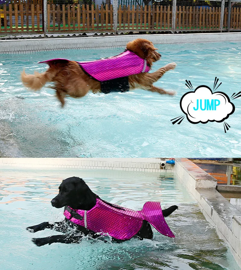 

3 Colors Pet Dog Life Jacket Outdoor Safety Mermaid Clothes Life Vest Swimming Preserver Rescue Pet Life Vest Harness For Dogs