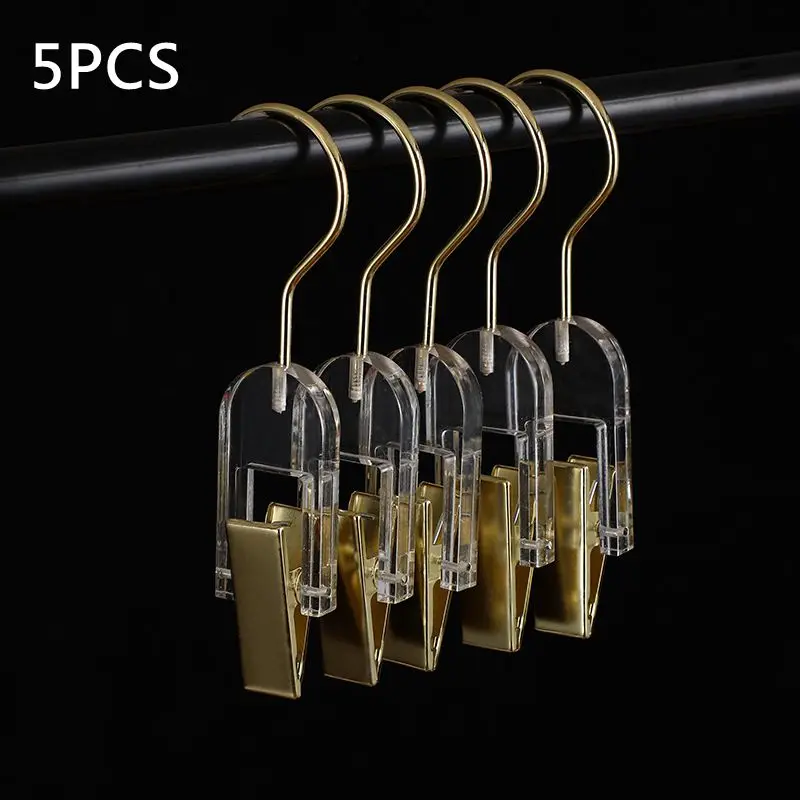 Transparent Hook Acrylic Gold Color Storage Clip Clothing Store Wardrobe Hanger for Clothes Suit Pants Scarf Skirt