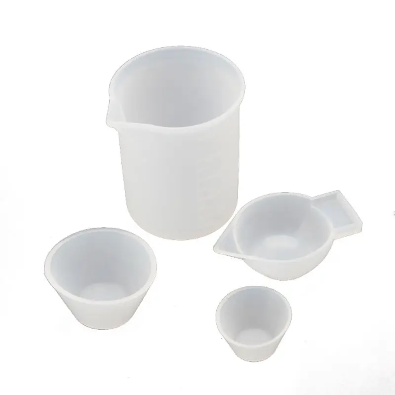 

55KA 4Pcs Silicone Mixing Cups Measuring Cups 100ml 10ml DIY Resin Jewelry Tools Kit