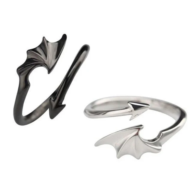 

2021 New Fashion Ins Black and White Angel Devil Wings Men and Women Wedding Ring Couple Christmas Valentine's Day Gift