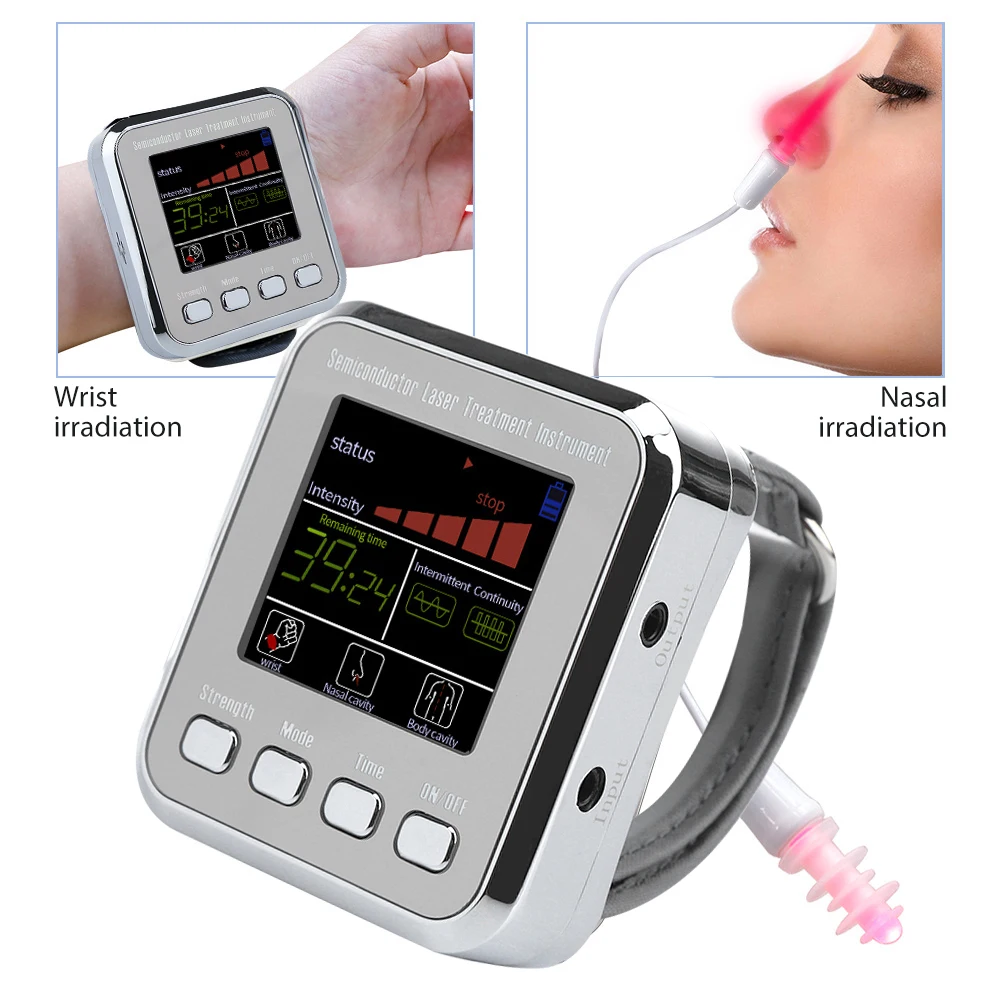 

7 Holes Semiconductor Nano Laser Treatment Instrument Wrist Watch Nasal Congestion Physiotherapy Equipment Laser Therapy