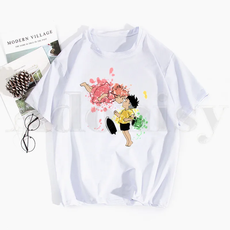 

Ponyo On The Cliff By The Sea Studio Ghibli Miyazaki Hayao T Shirts Tops Tees Men Women Short Sleeve T Shirt Streetwear Funny