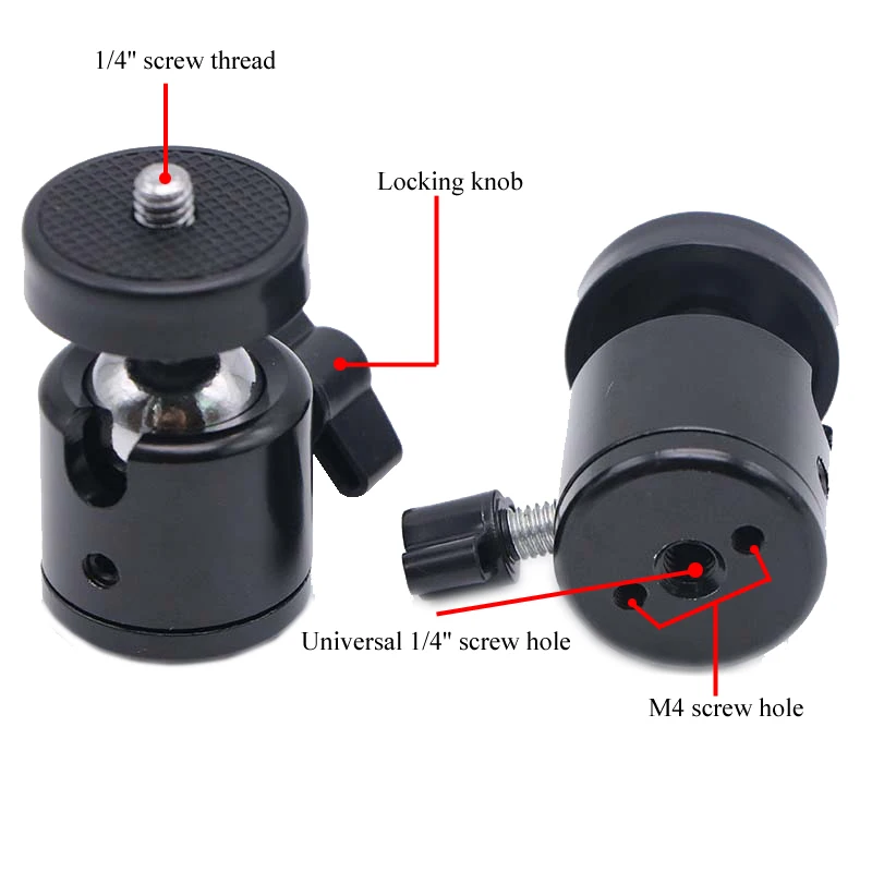 1/4&quot Screw Tripod Ball Head DSLR Camera Camcorder DV 360 Rotating Swivel Mini Ballhead LED Light Flash Bracket Black | Электроника