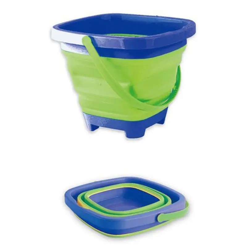 

Portable Children Beach Bucket Sand Toy Foldable Collapsible Plastic Pail Multi Purpose Summer Party Playing Storage