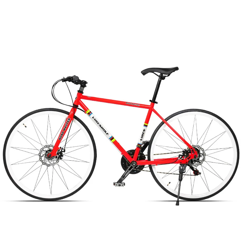 Карбоновый стальной каркас 700CC Break Wind Road Bike 21/27 скорость двойной велосипед с дисковым тормозом Спорт на открытом воздухе Велоспорт Гонки bicicleta - Цвет: Straight red