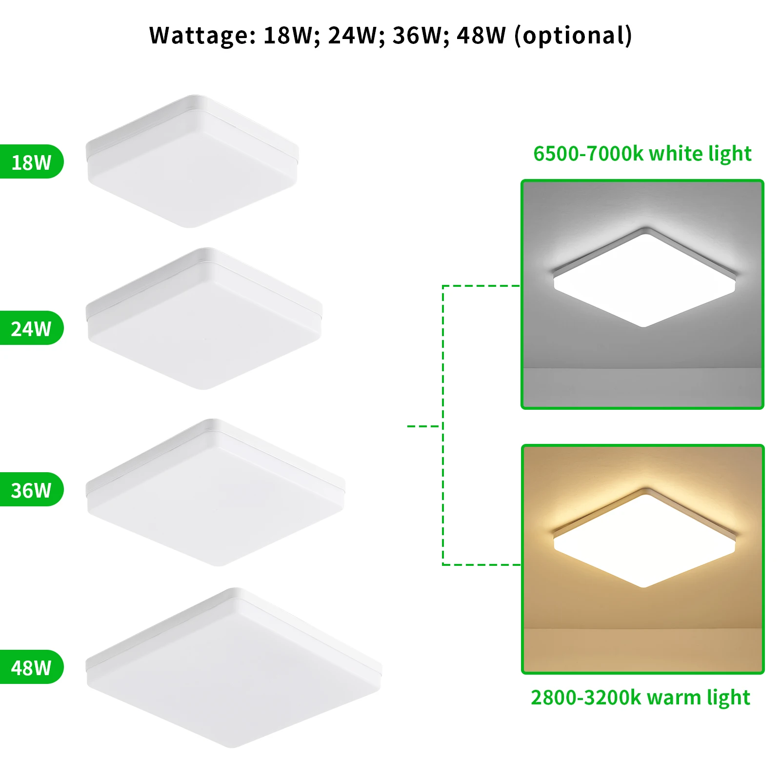 

LEDs Ceiling Light Flush Mounting 18W 24W 36W 48W Square Ceiling Lamp for Kitchen Bedroom Hallway Warm / White Ceiling Light