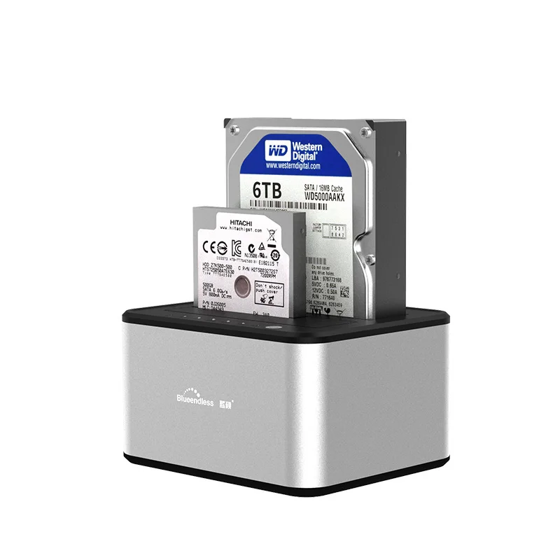 Blueendless 2,5 дюйма/3,5 дюйма Hdd док-станция двойной отсек копия Hdd Sata док-станция Usb 3,0 футляр для внешнего жесткого диска Eu Plug
