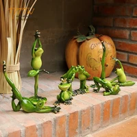 country cute modeling yoga frog garden decoration resin animal garden statues sculptures gardening home garden miniature garden