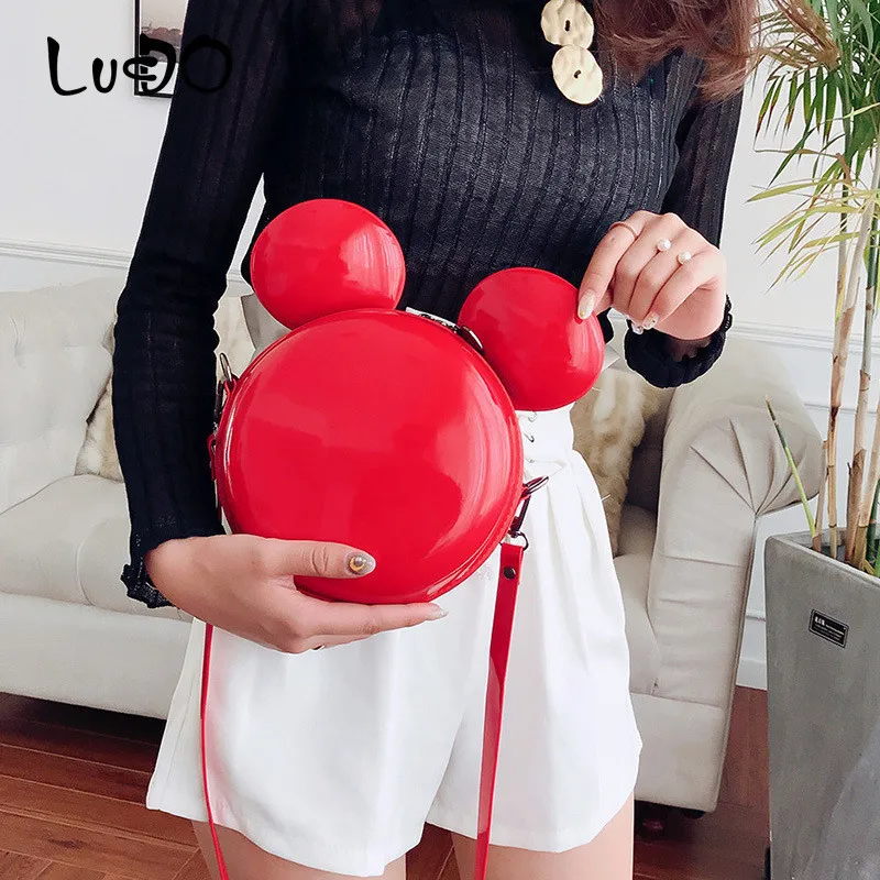 Женская Блестящая сумка клатч маленькая круглая мини из искусственной кожи с