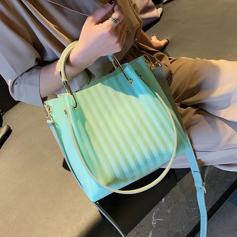 Модная Желейная Сумка-ведро сумки через плечо для женщин роскошные из ПВХ