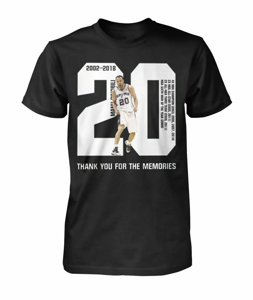 Manu Ginobili спасибо за воспоминания черная Хлопковая мужская футболка подарок на