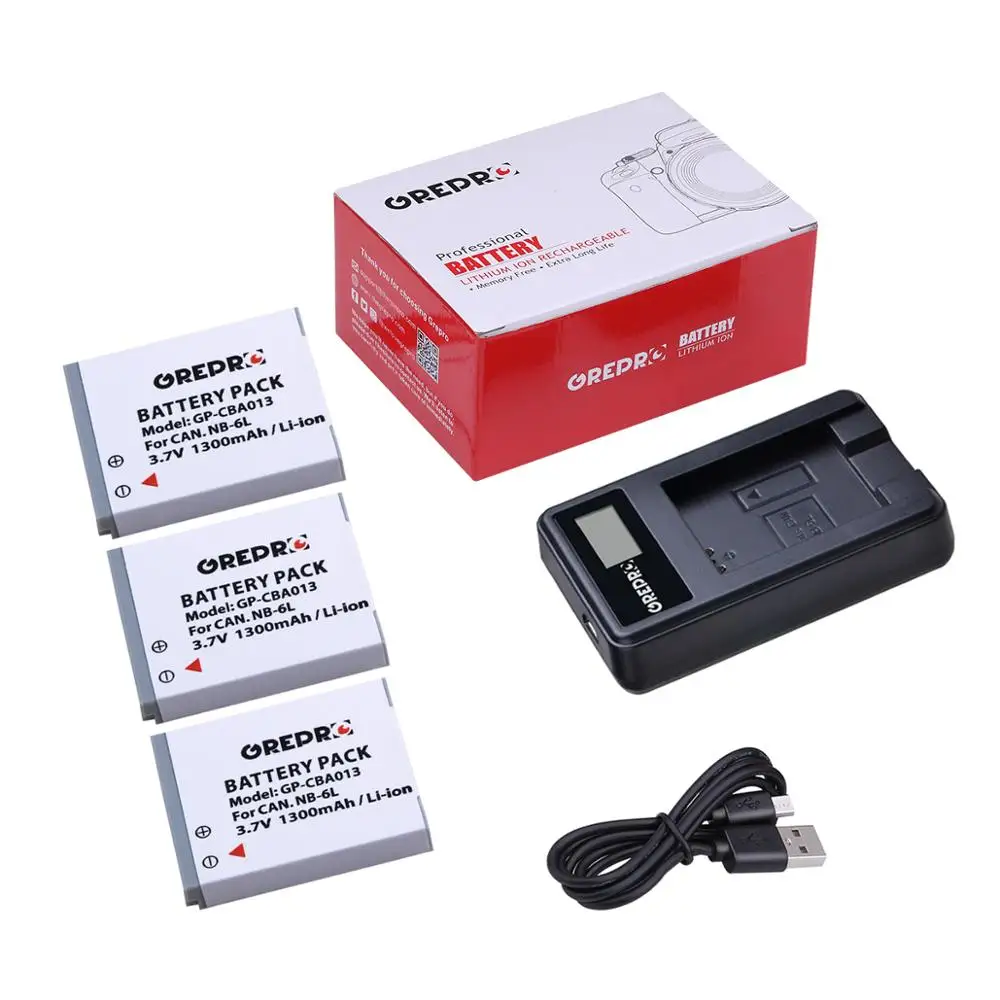 Аккумулятор NB 6L NB6L 6LH 1300 мАч + зарядное устройство USB с ЖК дисплеем для CANON PowerShot SX520