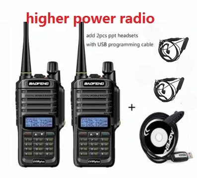 higher 2headset 1cd 2 шт. Высокая мощность 10 Вт Baofeng UV-9R плюс Водонепроницаемый двухканальные рации двухстороннее радио дальность 25 км cb радио comunicador рация - Цвет: higher 2headset 1cd