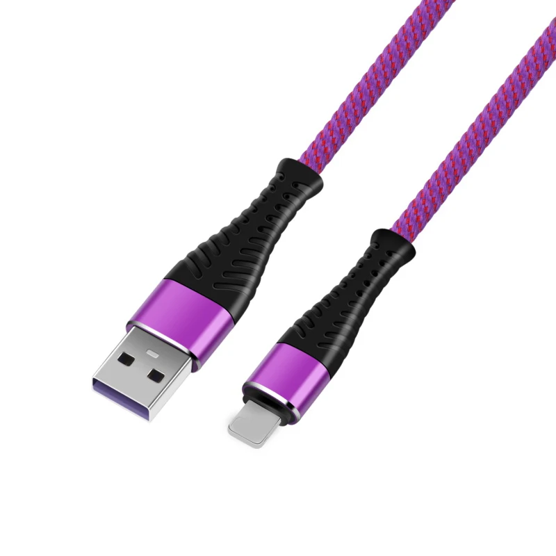 Purple 1 м мощный Плетеный usb-кабель для зарядки и передачи данных для iPhone 5, 6, 7, 8 X XS, XR, iOS, устройство, горячее предложение для iPad Air 1, 2, 3 - Цвет: Purple