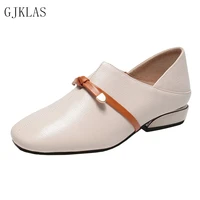 square toe leather shoes women low heels pump shoes for women office comfortable fashion new shoes chunky heels women loafers