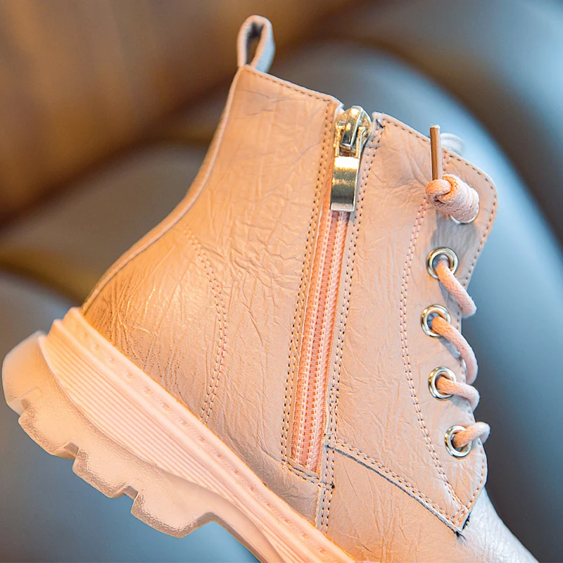 Сапоги Martin для девочек ботильоны из искусственной кожи Зимние теплые детские