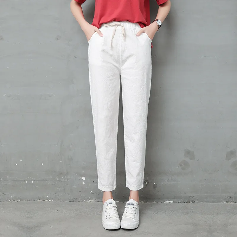 

Womens Casual Pants Fashion leisure time middle-waisted Loose Elastic Women Ninth pants