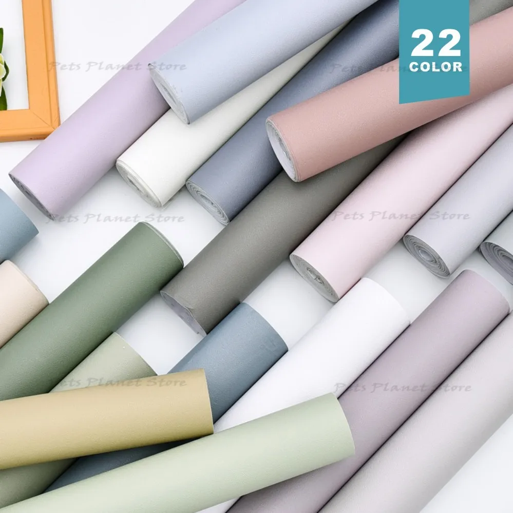 

Macaron Solid Color Vinyl Waterproof Self-Adhesive Wallpaper Contact Paper Wall Sticker Film Wallpapers In Rolls Home Decor