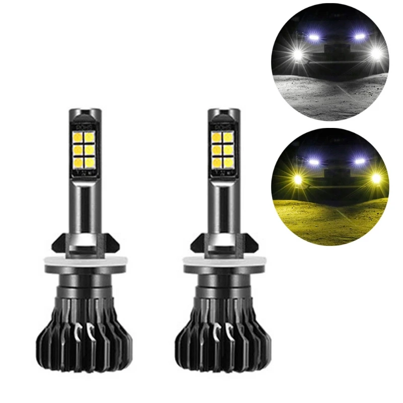 

LED Fog Lights Bulbs Dual Color H1 H3 880 881 Auto Fog Lamp DRL Running Light 124B