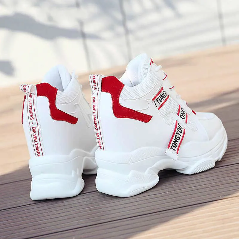 2020 White Trendy Shoes Women High Top Sneakers Platform Ankle Boots Basket Femme Chaussures Femmes Height Increase | Обувь