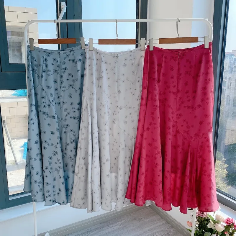 

High Waist Hip Irregular Deisgn Skirt Women Vintage Print Pattern Draped Jupe Femme Spring 2021 New Patchwork Faldas Mujer