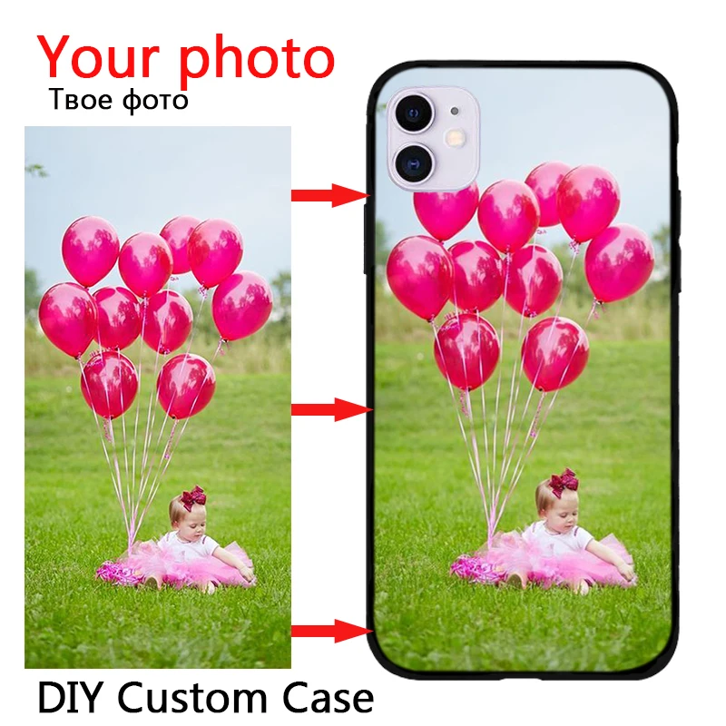 

Soft Cover DIY Custom Personalized For iPhone 14 13 12 Mini 11 Pro XS MAX XR X 8 7 6S 6 Plus 5S Silicone Black Phone Case