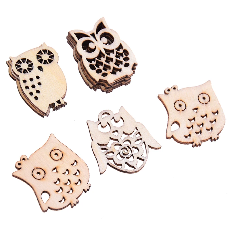 

10 Pcs/lot Cartoon Owl Wooden Scrapbooking Craft for Embellishments Handmade Diy Handicraft Home Decoration Accessories