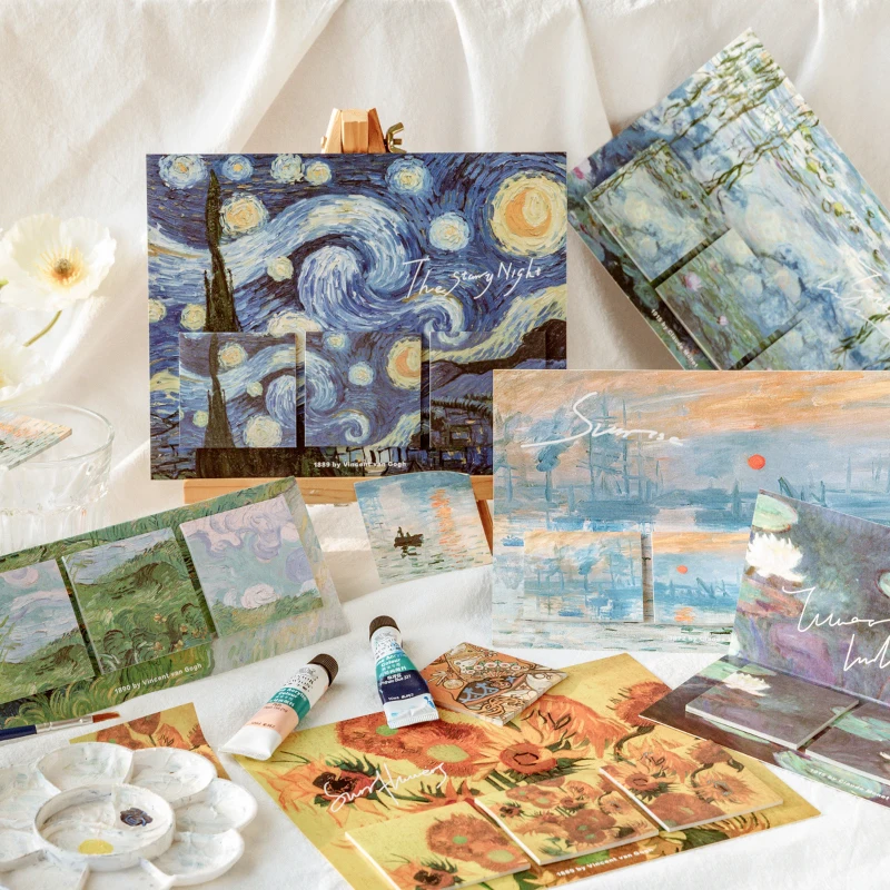 

Journamm 60pcs Vintage Van Gogh Abstract Memo Pad Sticky Notepad Diary Creative Notes Japanese Stationery Deco Memo Pads
