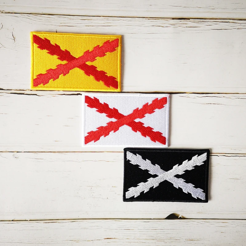 Нашивка с вышивкой Крест бордового флага Испании 100% шт. 8 х5 см | Дом и сад