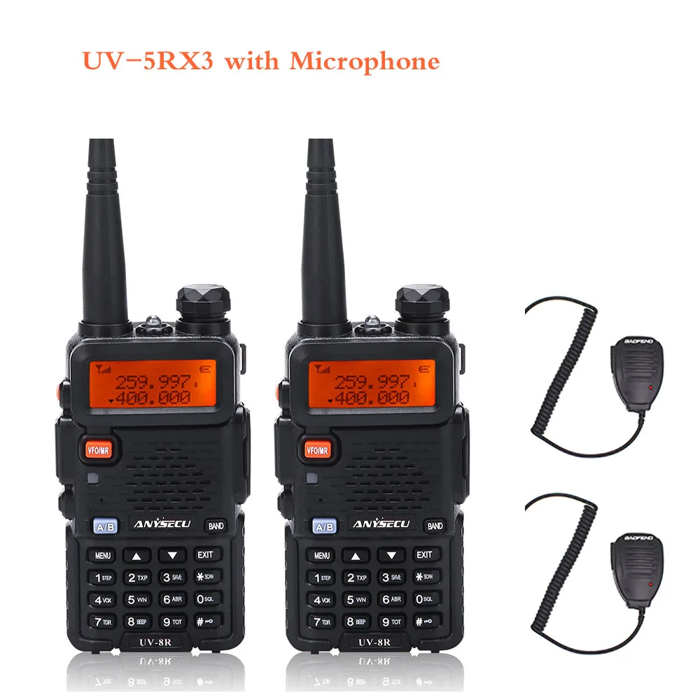 2XUV-5R-3B-mic BaoFeng UV-5R трехдиапазонное BF-R3 UV-5RX3 иди и болтай Walkie Talkie “иди и 136-174 МГц 220-260 МГц 400-520 МГц Любительская ветчина ручной Портативный(2 шт - Цвет: 2XUV-5R-3B-mic