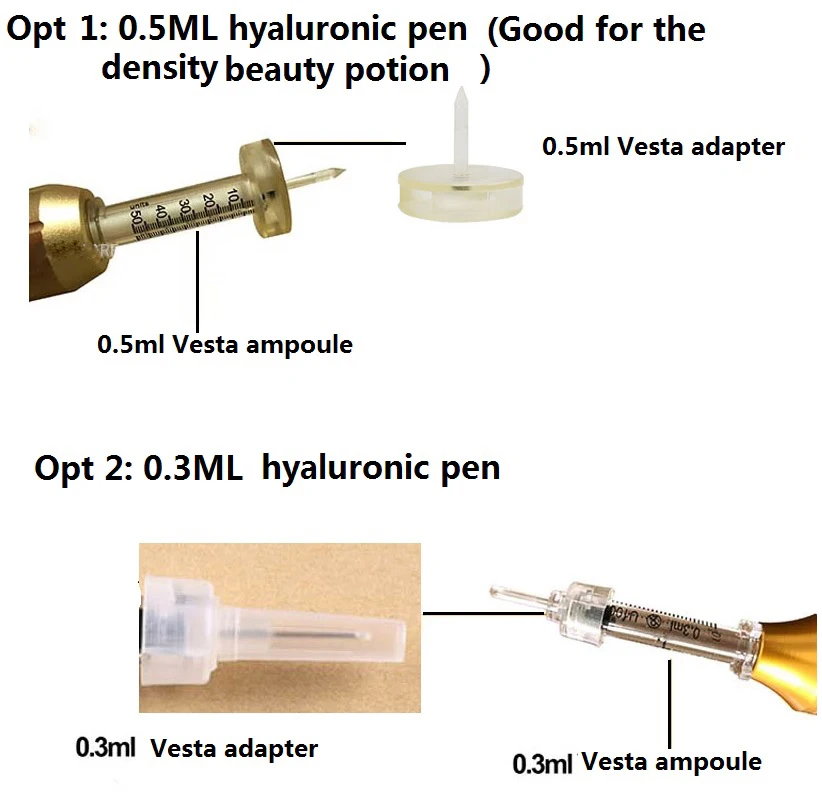 

0.3ml & 0.5ml Small Steel Injection Pen Atomization Device High Pressure Hyaluronic Acid Pen Ampoule head Syringe needles
