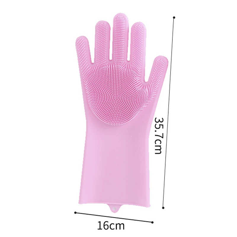 

1pair Reusable Silicone Cleaning Gloves Multi Function Silicone Dish Washing Gloves for Kitchen Household Bath Washing Gloves