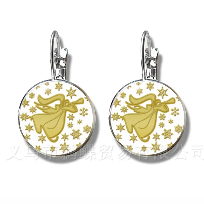 Классические серьги Санта-Клауса с стеклянным куполом 16 мм для женщин и девочек, украшения-штифты для праздников, подарок на Рождество.