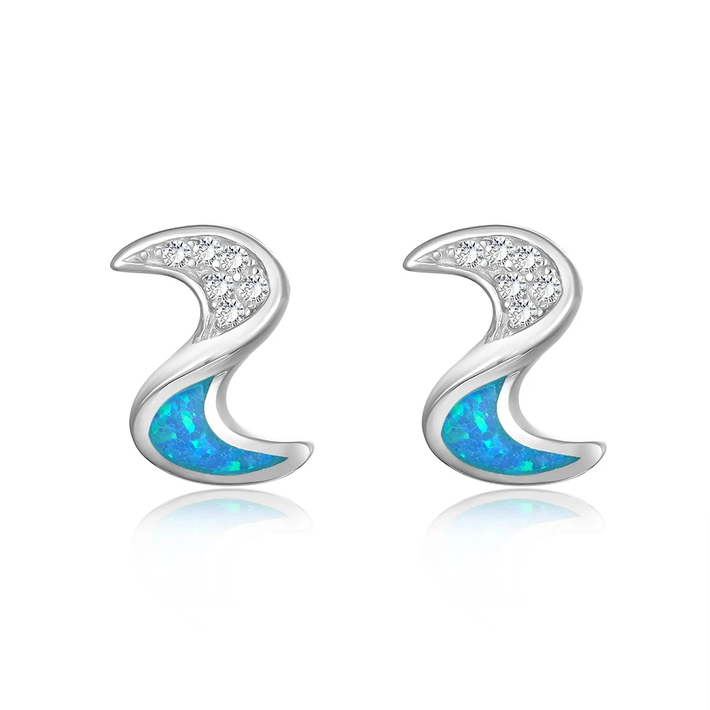 Женские серьги гвоздики из серебра 925 пробы с опалом|Серьги-гвоздики| |