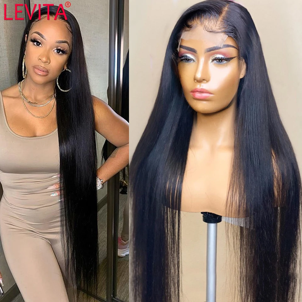 

LEVITA 30 36 Inch Lace Front Long Wig 4x4 Closure Wig Brazilian Bone Straight Lace Front Human Hair Wigs For Women Frontal Wig