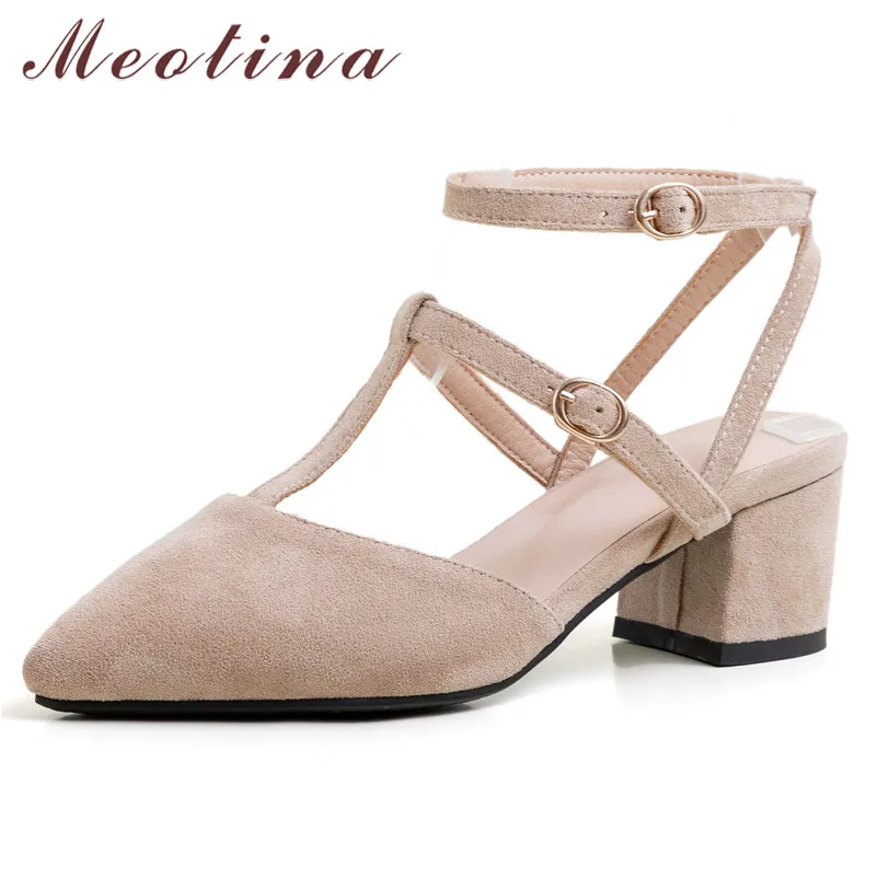Meotina/туфли лодочки на высоком каблуке с ремешком щиколотке Женская обувь острым