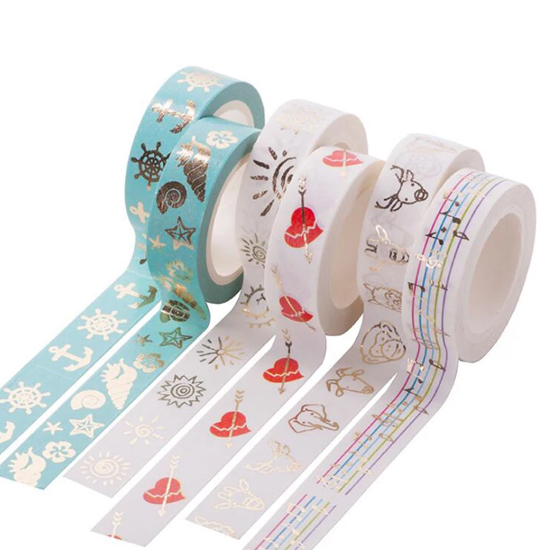 

1pcs 15mm *10m 2019 NEW Cute Washi Tape Sticker Kawaii Stationery Music Notes Red Heart Foil Masking Tape