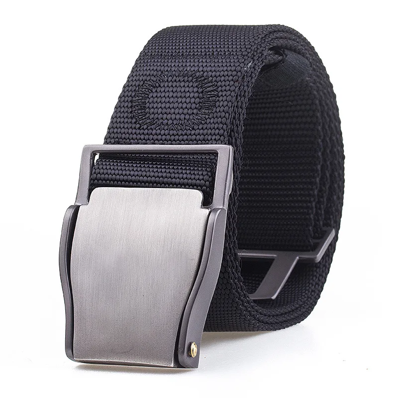 Men's Black Nylon Belt High Quality Fashion Outdoor Metal Automatic Buckle Canvas Belt Casual Pants Cool Wild luxury Waist Belts