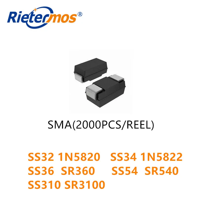 2000 шт. SS32 1N5820 SS34 1N5822 SS36 SR360 SS54 SS56 SS310 SR3100 SMA сделано в Китае|sma|sma sma |
