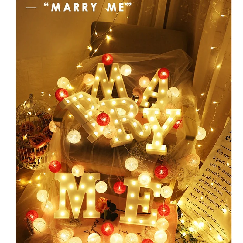 Ночсветильник с неоновым алфавитом 26 букв изменение цвета для дня рождения