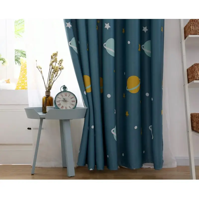 

2pcs/Set Curtain For Living Room Children Bedroom Cartoon Spaceship Printed Voile Curtain Kids Curtains Cloth Tulle Cortinas