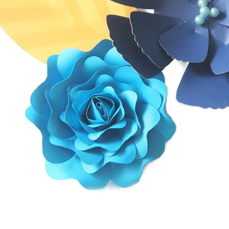 DIY синие гигантские бумажные цветы фон искусственный созданный вручную цветок 5