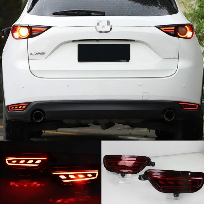 2Pcs For Mazda CX-5 CX5 2017 2018 2019 LED Rear Reflector Taillight Fog Lamp Rear Bumper Light Brake Light Turn Signal Lamp